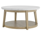 Vida Round 36″ White Marble Top Cocktail Table with Casters by Steve Silver at Eve Furniture