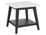 Vida White Marble Top End Table, Black Finish by Steve Silver at Eve Furniture