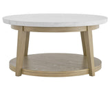 Vida 3-Piece Castered Round White Marble Top Table Set by Steve Silver at Eve Furniture