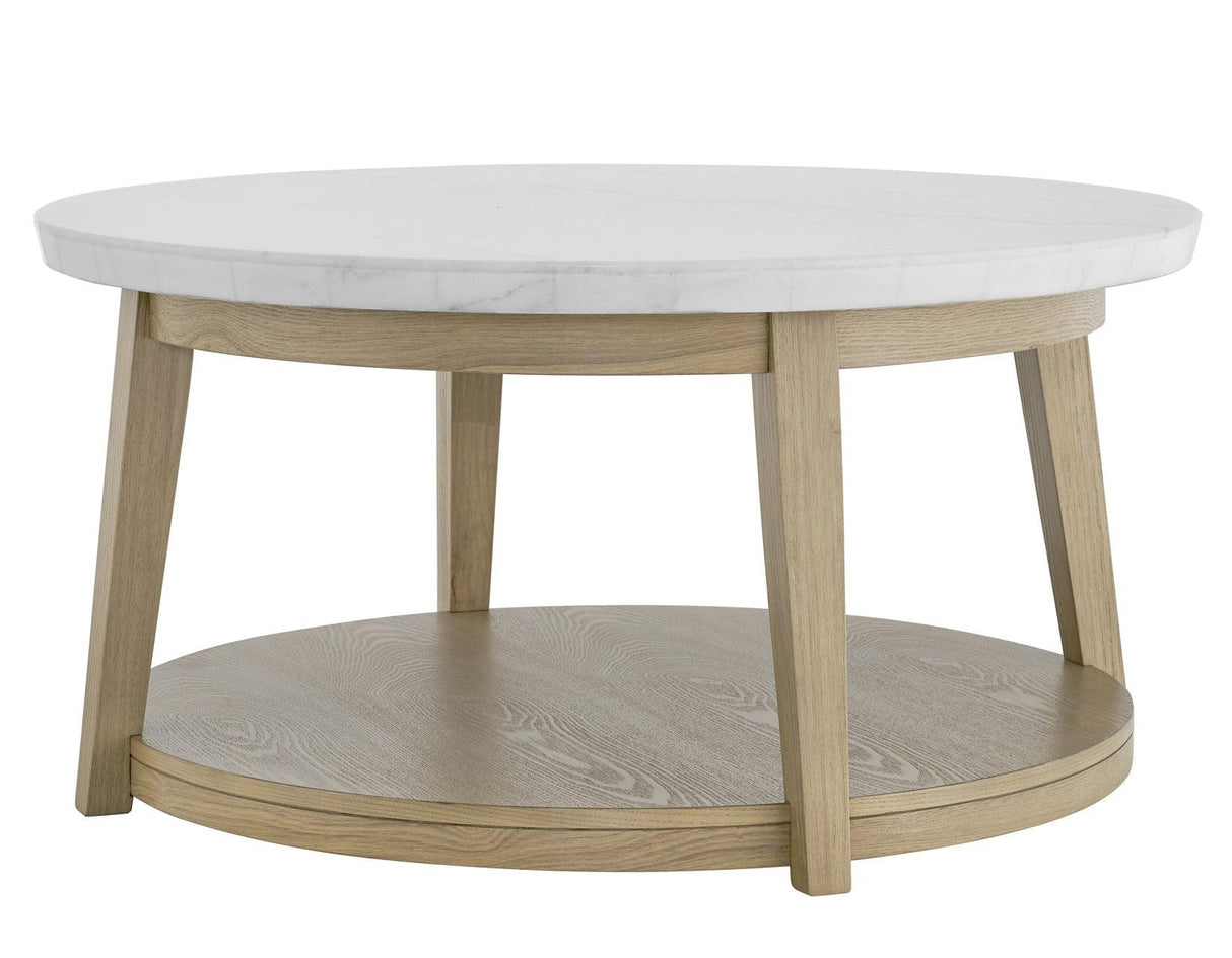 Vida 3-Piece Castered Round White Marble Top Table Set by Steve Silver at Eve Furniture