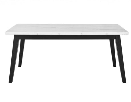 Vida 72″ White Marble Top Dining Table, Black Finish by Steve Silver at Eve Furniture