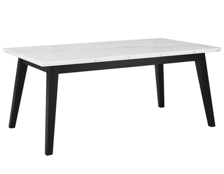 Vida 72″ White Marble Top Dining Table, Black Finish by Steve Silver at Eve Furniture