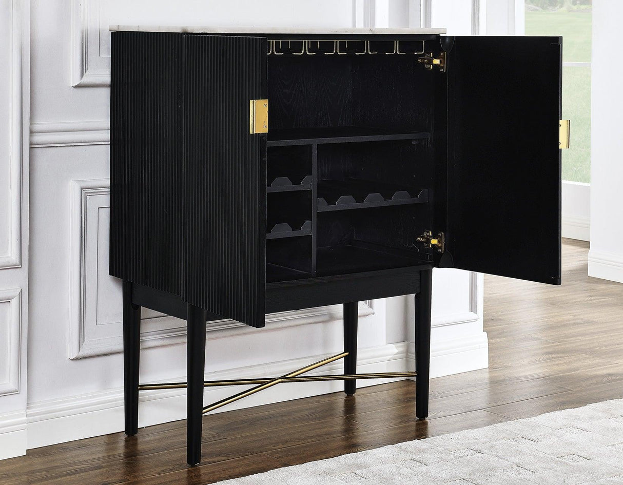 Vida Marble Top WIne Cabinet, Black Finish by Steve Silver at Eve Furniture