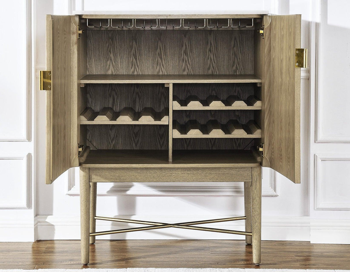 Vida Marble Top WIne Cabinet, Blonde Finish by Steve Silver at Eve Furniture