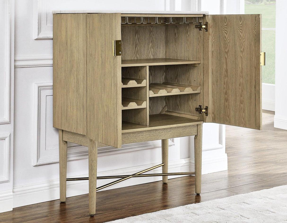 Vida Marble Top WIne Cabinet, Blonde Finish by Steve Silver at Eve Furniture