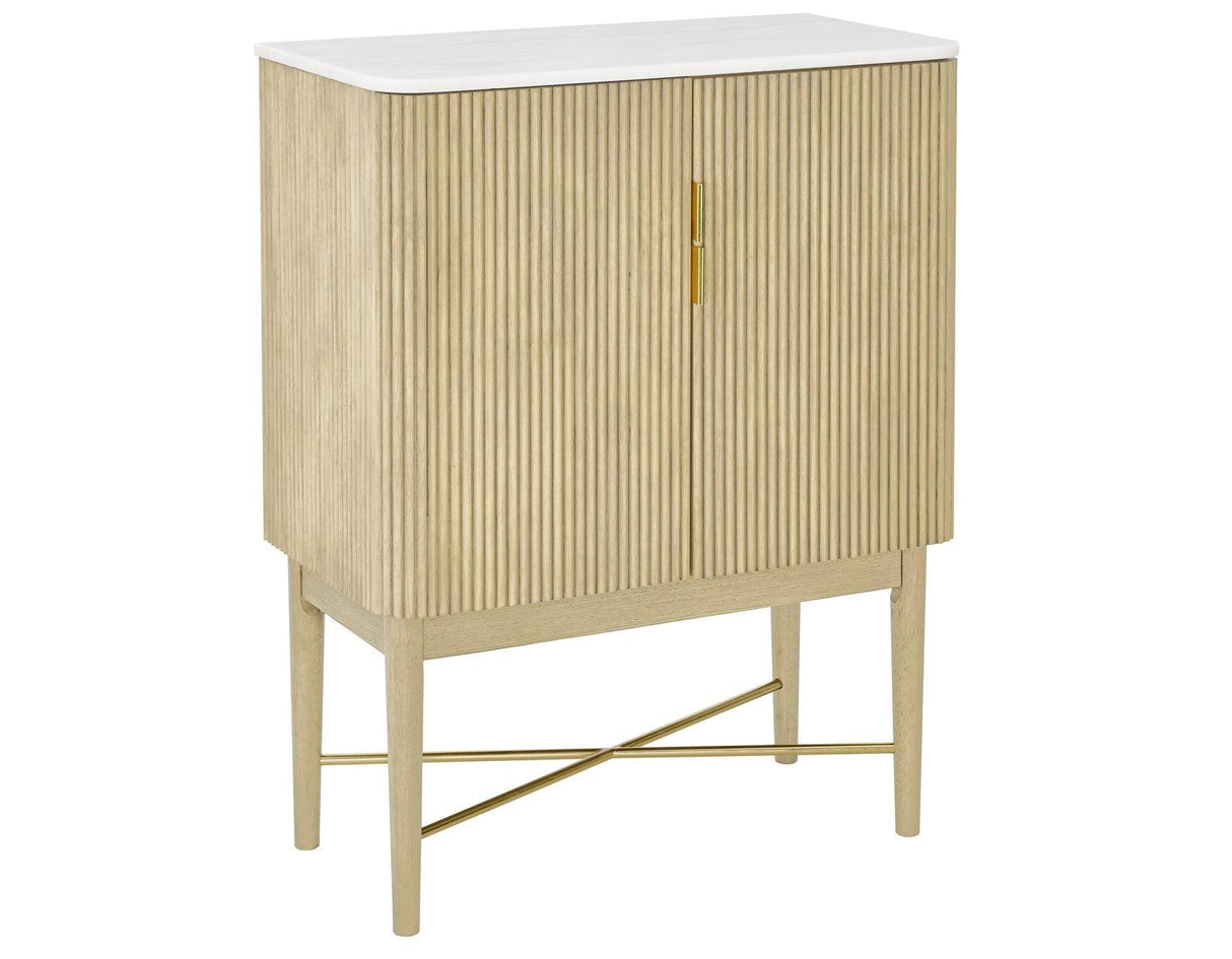 Vida Marble Top WIne Cabinet, Blonde Finish by Steve Silver at Eve Furniture