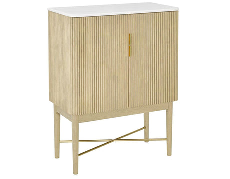 Vida Marble Top WIne Cabinet, Blonde Finish by Steve Silver at Eve Furniture