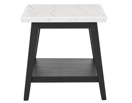 Vida White Marble Top End Table, Black Finish by Steve Silver at Eve Furniture