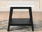 Vida White Marble Top End Table, Black Finish by Steve Silver at Eve Furniture