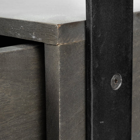 Vidro Rectangular Glass Top Black Solid Wood Drawers & Black Frame Coffee Table by Mercana at Eve Furniture