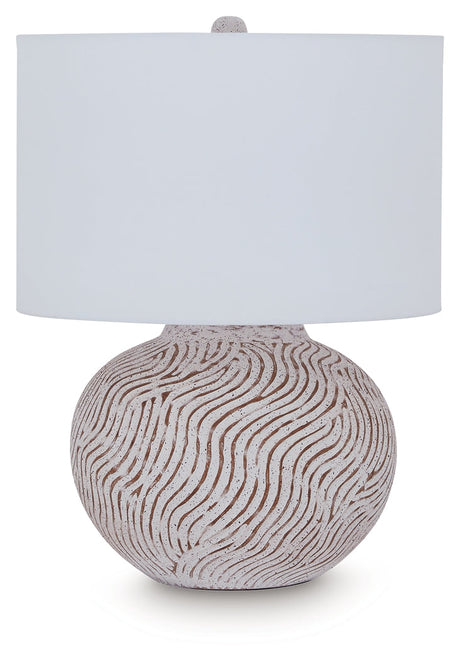 Vien Distressed White Table Lamp by Ashley at Eve Furniture