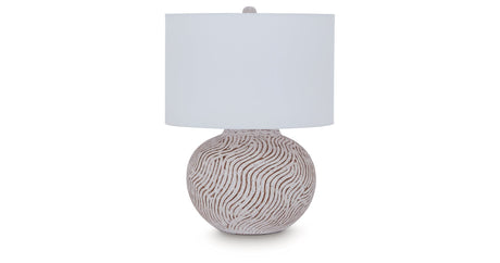 Vien Distressed White Table Lamp by Ashley at Eve Furniture