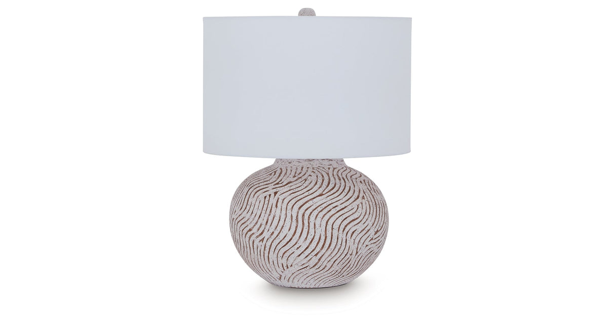 Vien Distressed White Table Lamp by ASHLEY FURNITURE at Eve Furniture