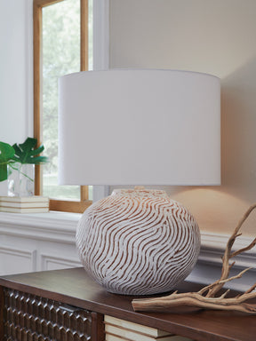 Vien Distressed White Table Lamp by ASHLEY FURNITURE at Eve Furniture
