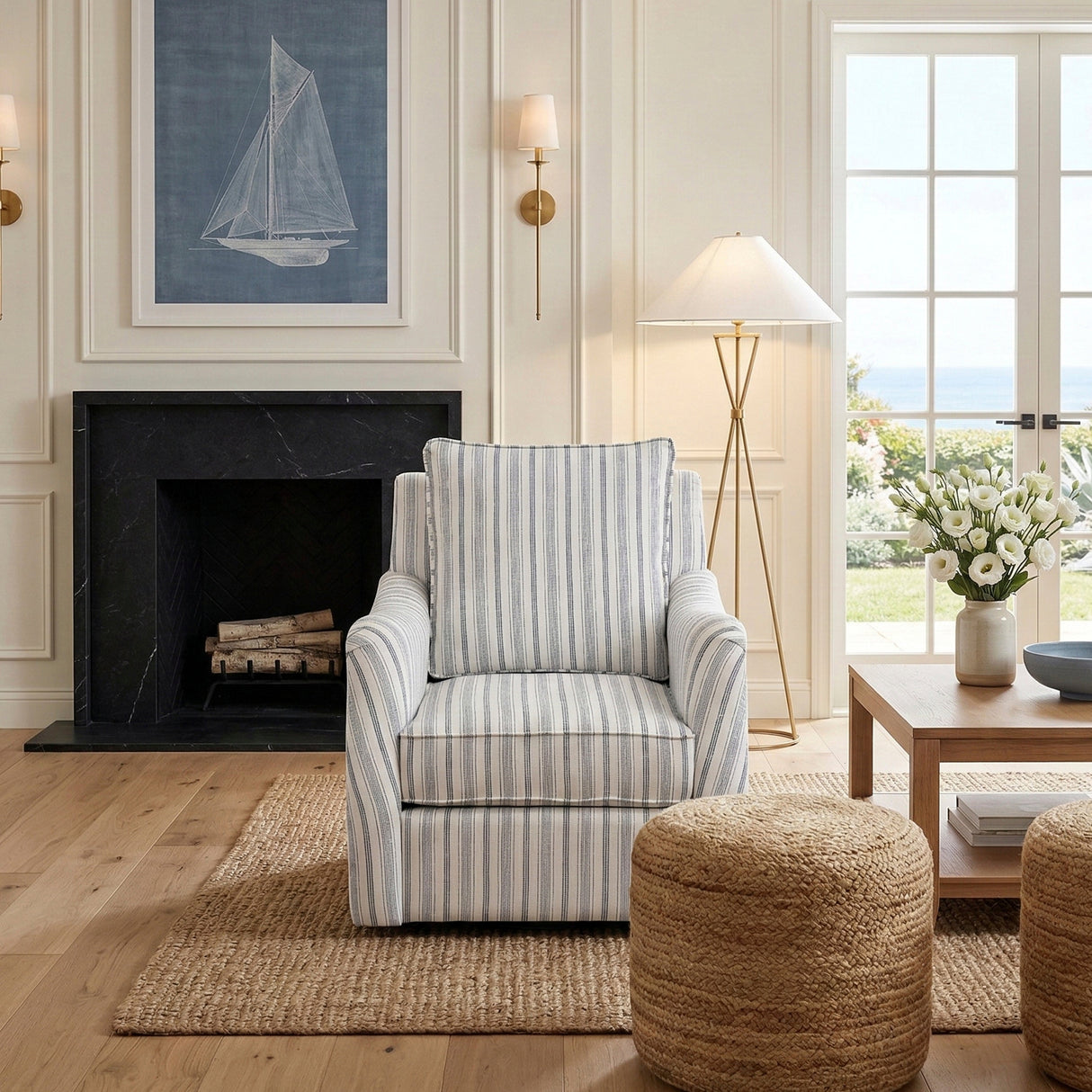 Vienna Beige Swivel Chair by Homelegance at Eve Furniture