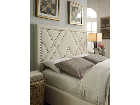 Vienne Nailhead Patterned Upholstered Headboard in Powder by Modus Furniture at Eve Furniture