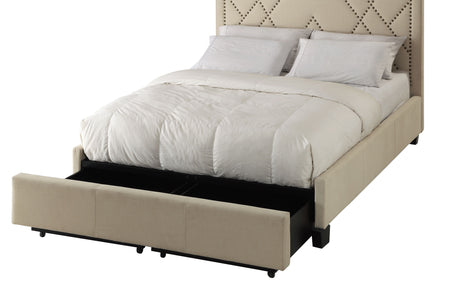 Vienne Nailhead Upholstered Full Platform Storage Bed in Powder by Modus Furniture at Eve Furniture