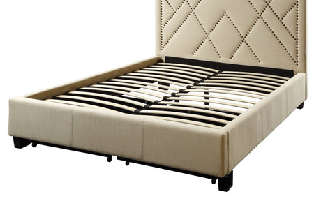 Vienne Nailhead Upholstered Full Platform Storage Bed in Powder by Modus Furniture at Eve Furniture
