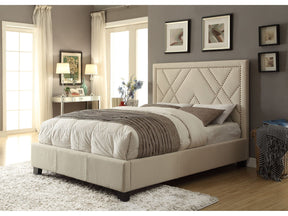 Vienne Nailhead Upholstered Full Platform Storage Bed in Powder by Modus Furniture at Eve Furniture