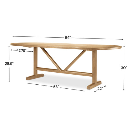 Viktor Light Brown Solid Wood Dining Table by Mercana at Eve Furniture