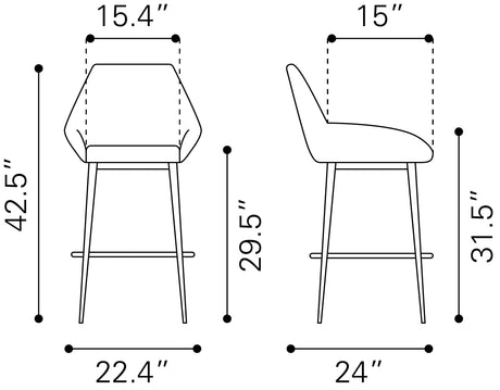 Vila Barstool Gray by Zuomod at Eve Furniture
