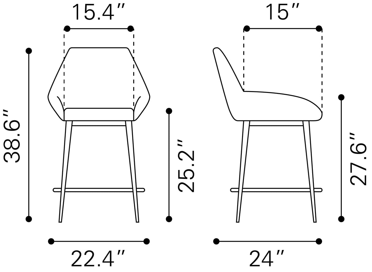 Vila Counter Stool Brown by Zuomod at Eve Furniture