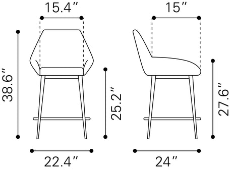 Vila Counter Stool Brown by Zuomod at Eve Furniture