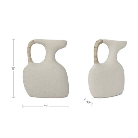 Vila Cream White 13-in Sculptural Vessel by MOES at Eve Furniture
