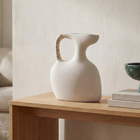 Vila Cream White 13-in Sculptural Vessel by MOES at Eve Furniture