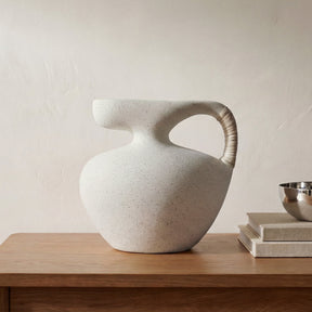 Vila Cream White 9.5-in Sculptural Vessel by MOES at Eve Furniture