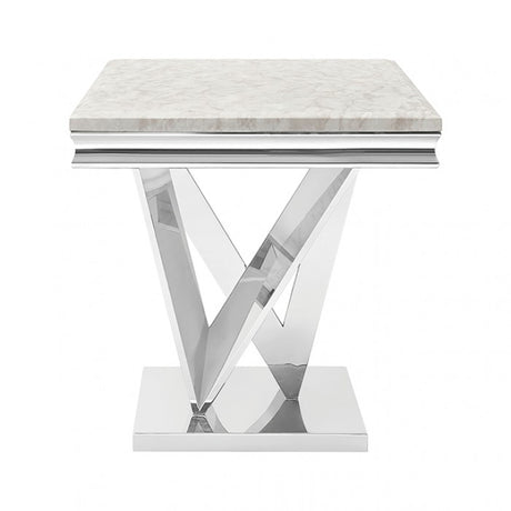 Villarsglane Beige/Chrome End Table by Furniture of America at Eve Furniture