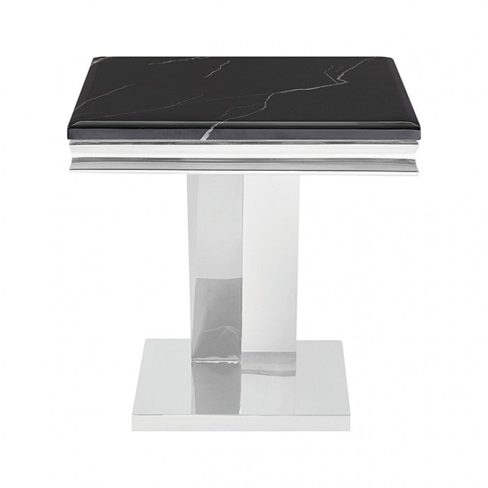 Villarsglane Black/Chrome End Table by Furniture of America at Eve Furniture