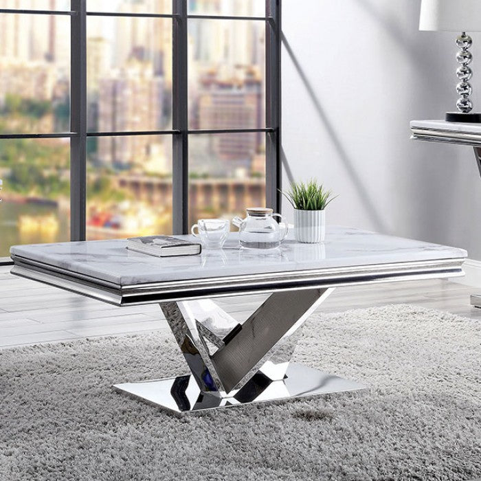 Villarsglane Chrome Coffee Table by Furniture of America at Eve Furniture
