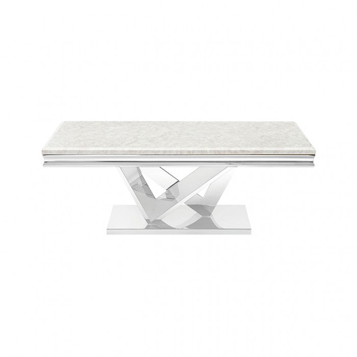 Villarsglane Chrome/Beige Coffee Table by Furniture of America at Eve Furniture