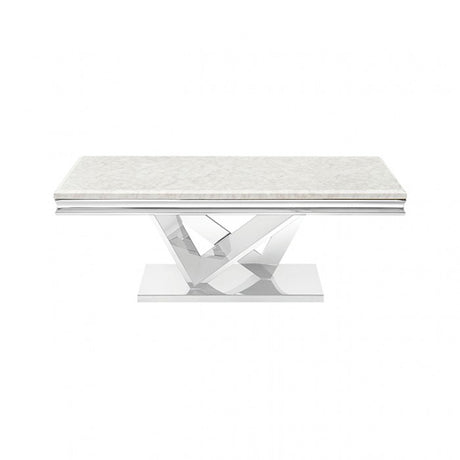 Villarsglane Chrome/Beige Coffee Table by Furniture of America at Eve Furniture