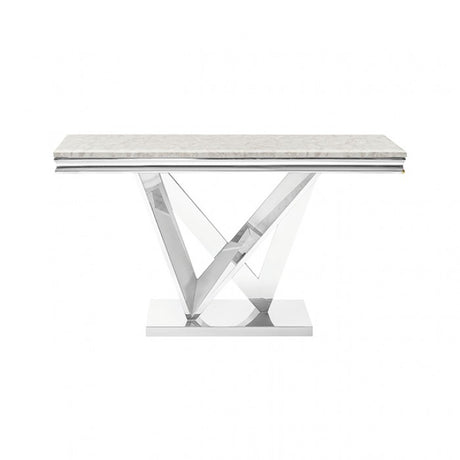 Villarsglane Chrome/Beige Sofa Table by Furniture of America at Eve Furniture