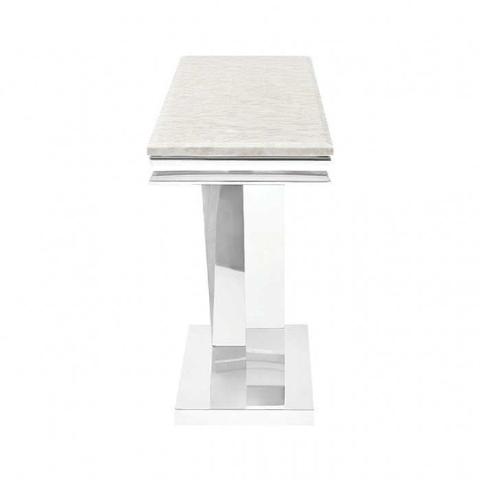Villarsglane Chrome/Beige Sofa Table by Furniture of America at Eve Furniture