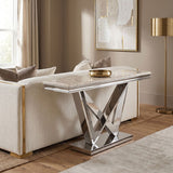 Villarsglane Chrome/Beige Sofa Table by Furniture of America at Eve Furniture