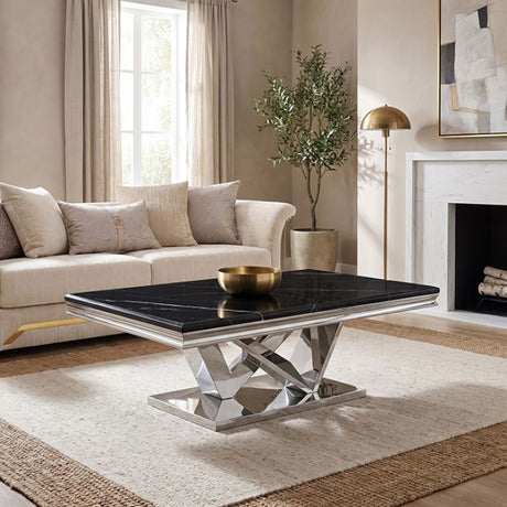 Villarsglane Chrome/Black Coffee Table by Furniture of America at Eve Furniture