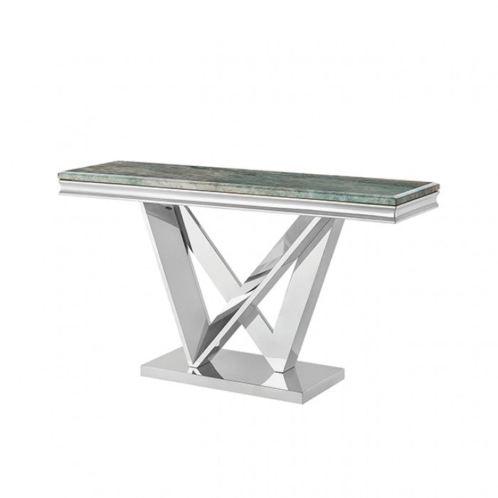 Villarsglane Chrome/Green Sofa Table by Furniture of America at Eve Furniture