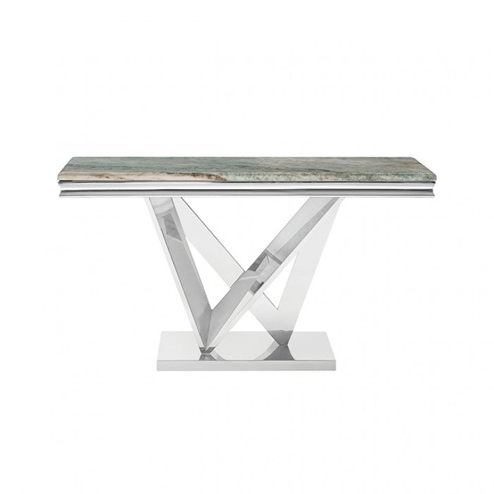 Villarsglane Chrome/Green Sofa Table by Furniture of America at Eve Furniture