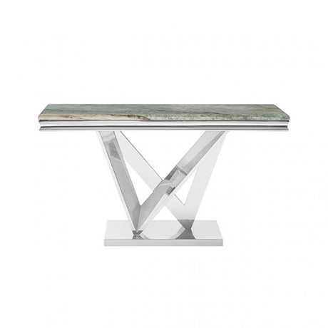 Villarsglane Chrome/Green Sofa Table by Furniture of America at Eve Furniture