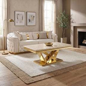 Villarsglane Gold/Beige Coffee Table by Furniture of America at Eve Furniture