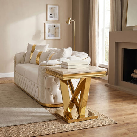 Villarsglane Gold/Beige End Table by Furniture of America at Eve Furniture