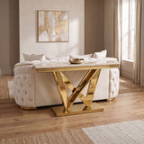 Villarsglane Gold/Beige Sofa Table by Furniture of America at Eve Furniture