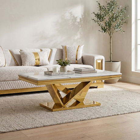 Villarsglane Gold/White Coffee Table by Furniture of America at Eve Furniture