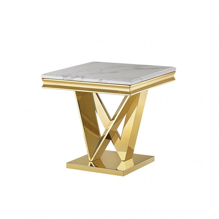 Villarsglane Gold/White End Table by Furniture of America at Eve Furniture