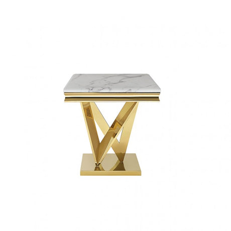 Villarsglane Gold/White End Table by Furniture of America at Eve Furniture