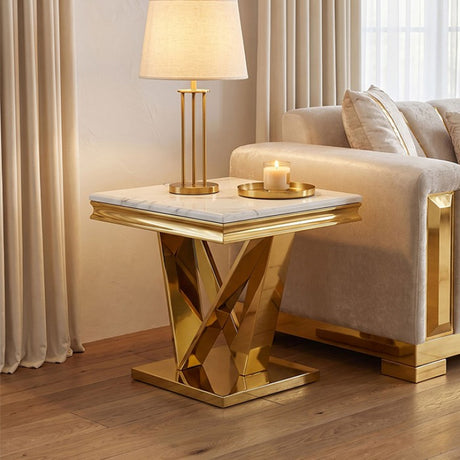 Villarsglane Gold/White End Table by Furniture of America at Eve Furniture