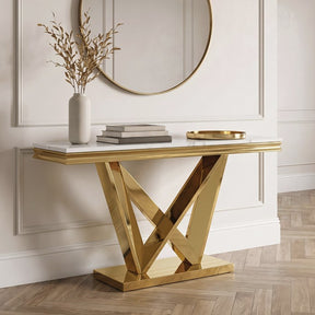 Villarsglane Gold/White Sofa Table by Furniture of America at Eve Furniture